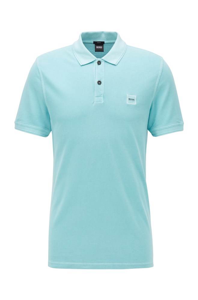 Hugo Boss Slim-fit polo shirt Turkis | U0HqrsNc