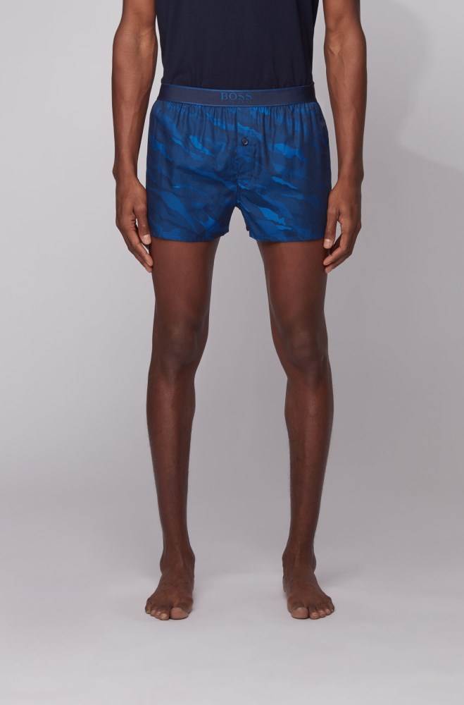 Hugo Boss Slim-fit pyjama shorts Mørke Blå | 3FeNaRMd