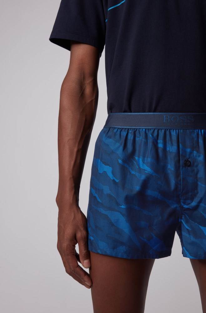 Hugo Boss Slim-fit pyjama shorts Mørke Blå | 3FeNaRMd