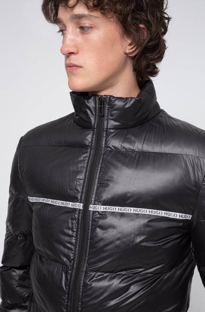 Hugo Boss Slim-fit quilted jacket Svarte | H1ErxeB0