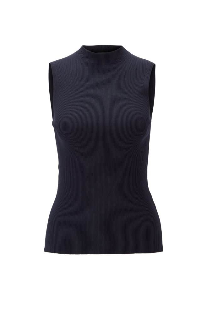 Hugo Boss Slim-fit ribbed top Mørke Blå | khcHICFy