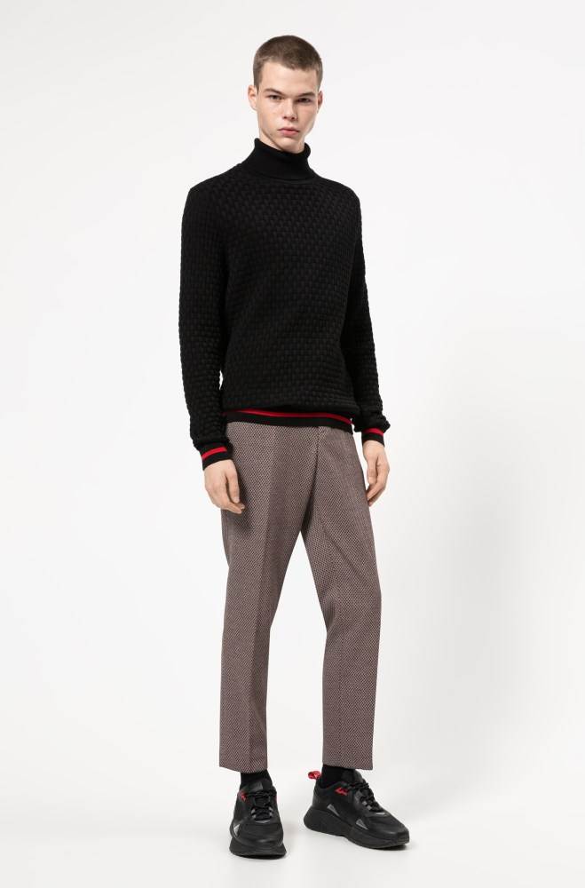 Hugo Boss Slim-fit rollneck sweater Svarte | LE2ych5M