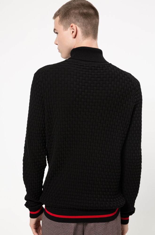 Hugo Boss Slim-fit rollneck sweater Svarte | LE2ych5M