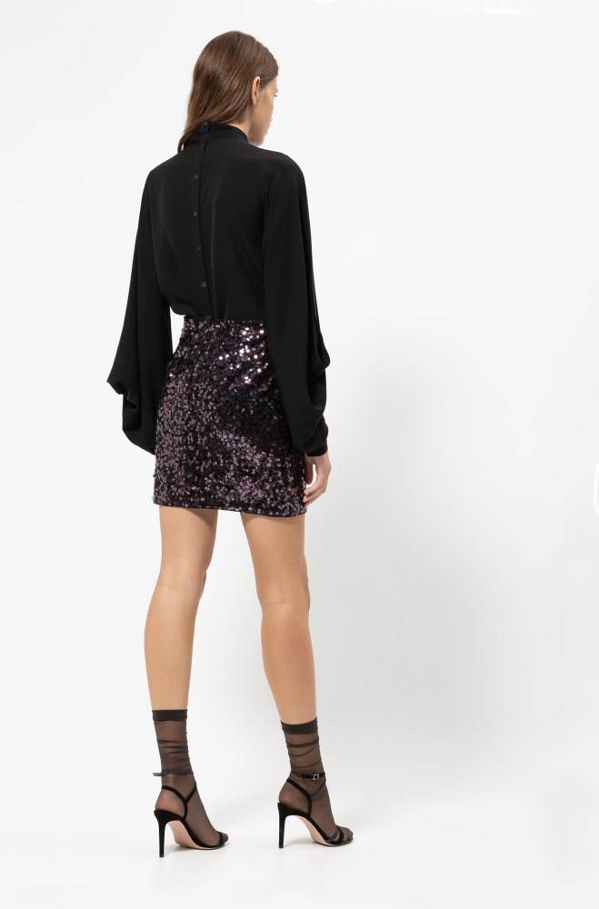 Hugo Boss Slim-fit sequinned mini skirt Mørke Lilla | SCSNIGQK