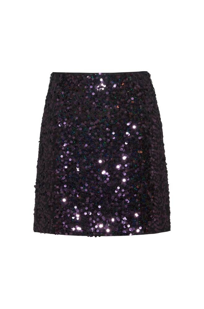 Hugo Boss Slim-fit sequinned mini skirt Mørke Lilla | SCSNIGQK