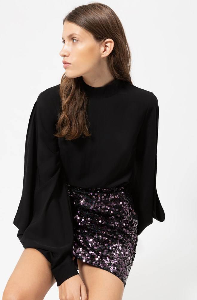 Hugo Boss Slim-fit sequinned mini skirt Mørke Lilla | SCSNIGQK