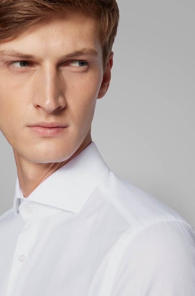 Hugo Boss Slim-fit shirt Hvite | 7GEfoN8w