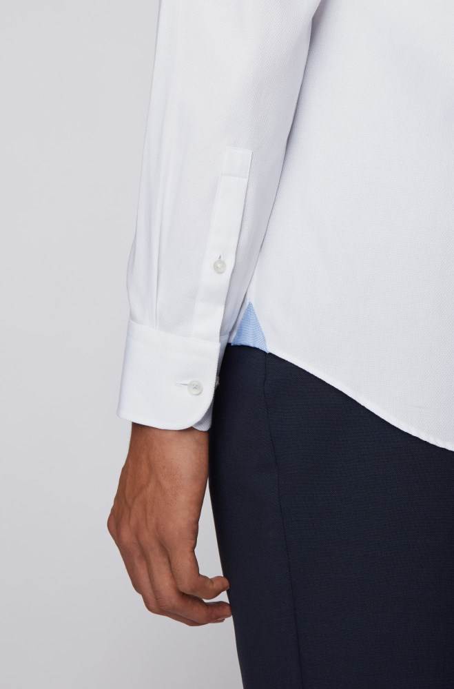 Hugo Boss Slim-fit shirt Hvite | BZmlovjV