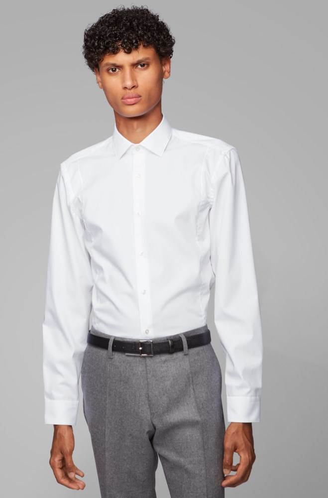 Hugo Boss Slim-fit shirt Hvite | W2DJiypn