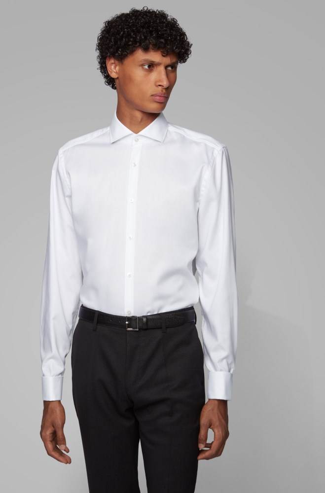 Hugo Boss Slim-fit shirt Hvite | YAdfuT8r