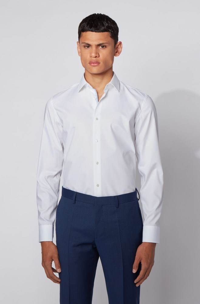 Hugo Boss Slim-fit shirt Hvite | hcwX5u85