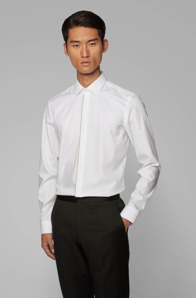 Hugo Boss Slim-fit shirt Hvite | t0jfnTfs