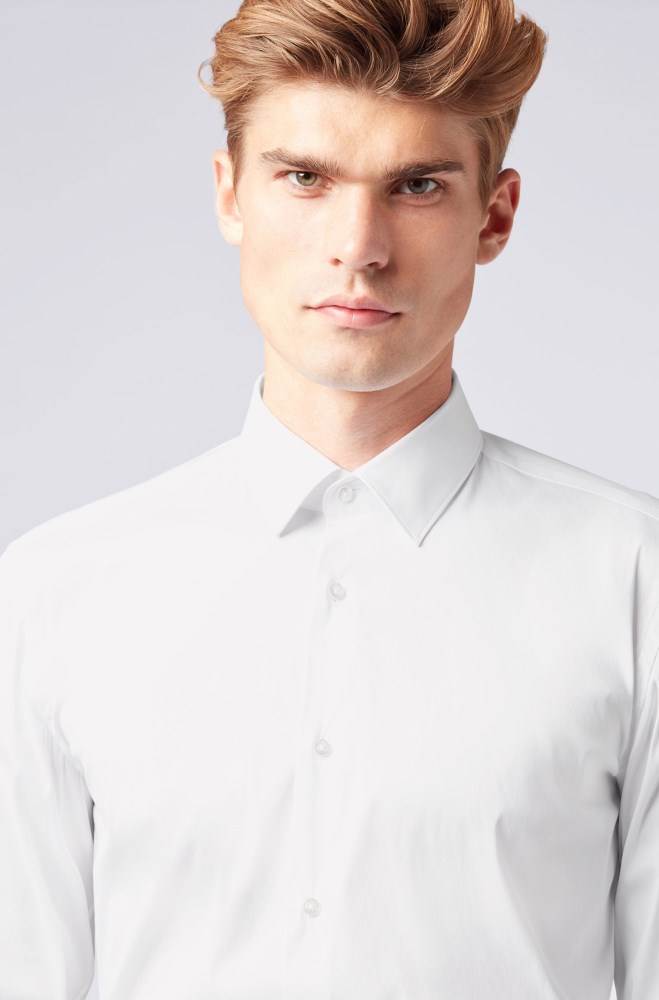 Hugo Boss Slim-fit shirt Hvite | v2FWrDYR