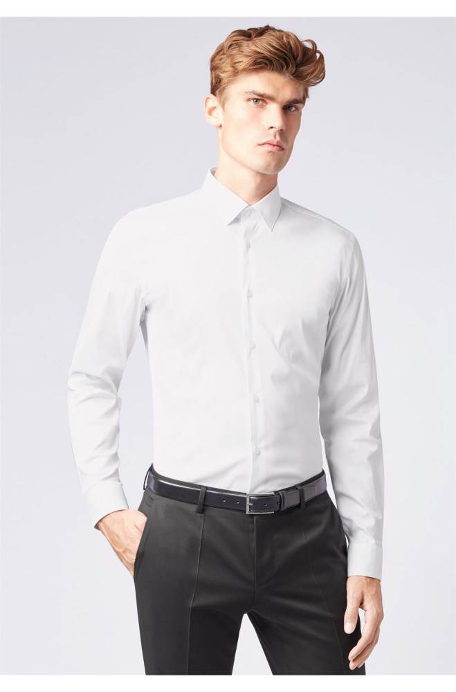 Hugo Boss Slim-fit shirt Hvite | v2FWrDYR