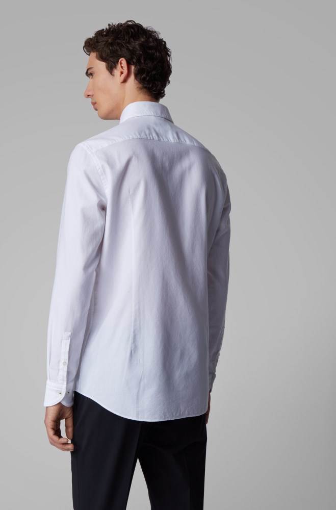 Hugo Boss Slim-fit shirt Hvite | yQ6rDUTB