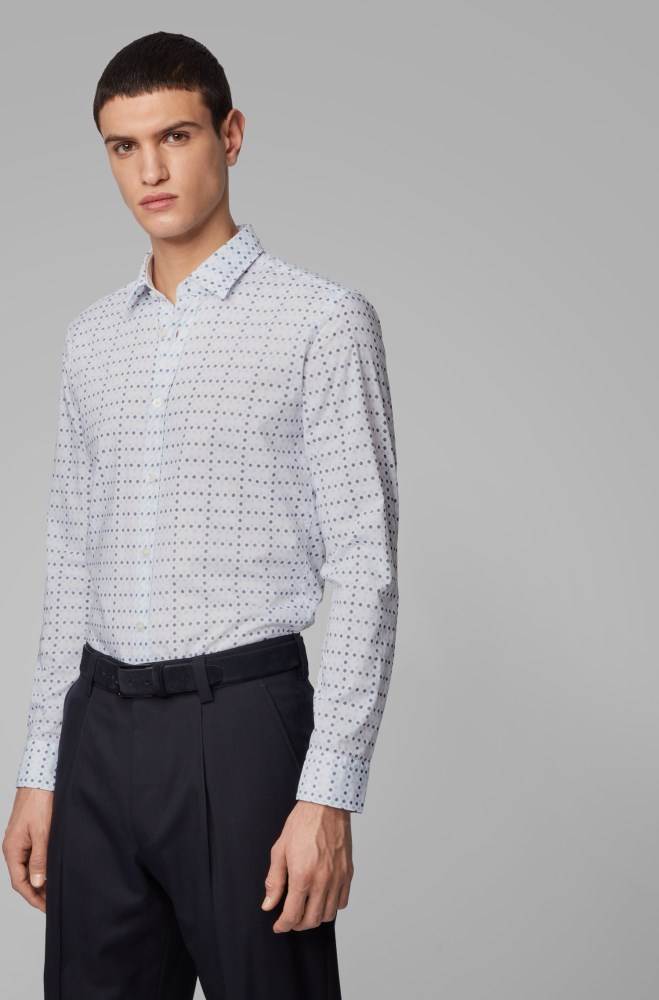 Hugo Boss Slim-fit shirt Lyse Blå | FOnHDKhm