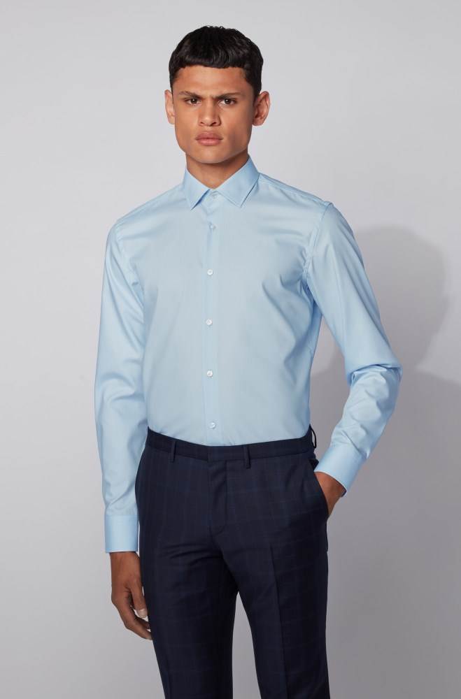 Hugo Boss Slim-fit shirt Lyse Blå | V8xLOxWn