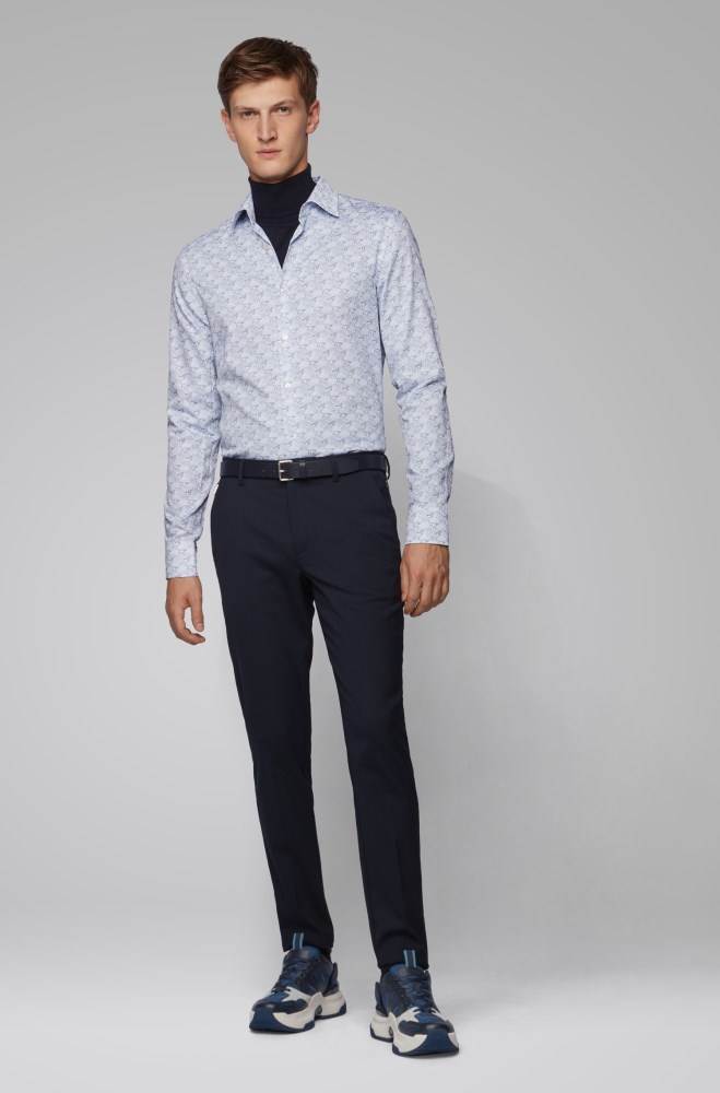 Hugo Boss Slim-fit shirt Lyse Blå | iYcigNPq