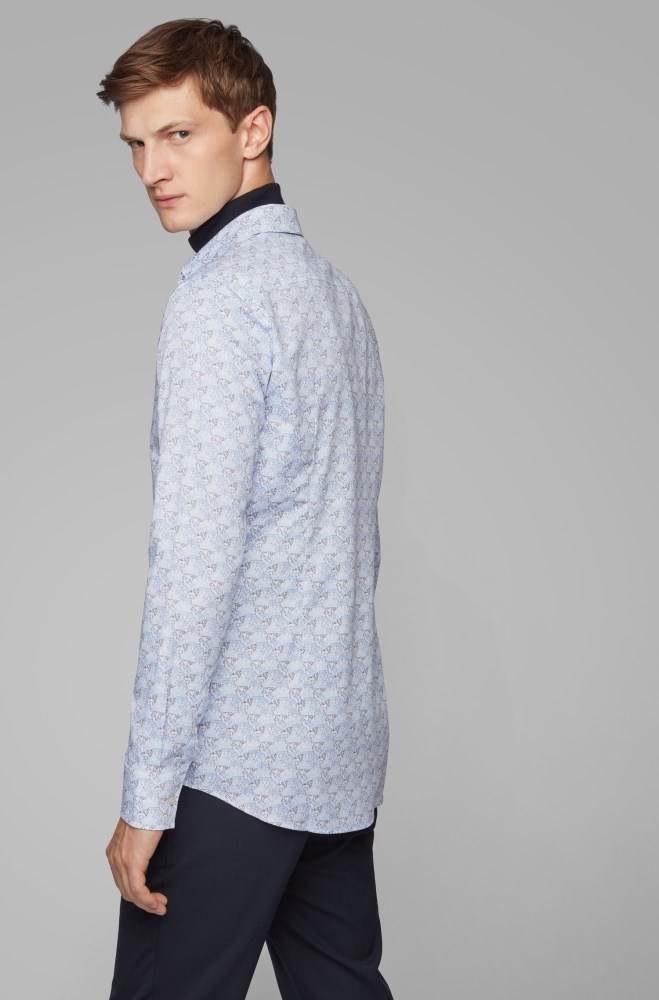 Hugo Boss Slim-fit shirt Lyse Blå | iYcigNPq