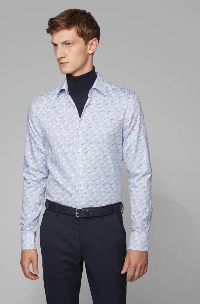 Hugo Boss Slim-fit shirt Lyse Blå | iYcigNPq