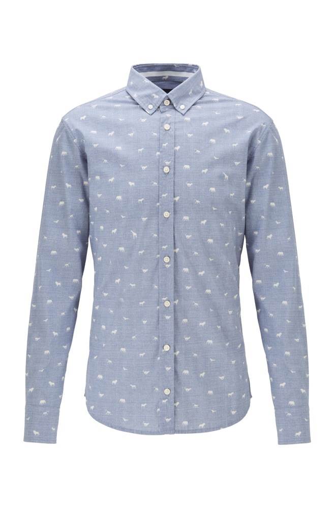 Hugo Boss Slim-fit shirt Lyse Grå | LqwZ05aX