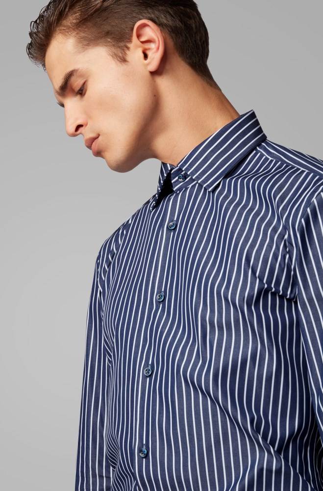 Hugo Boss Slim-fit shirt Mørke Blå | 1JGRWXWH