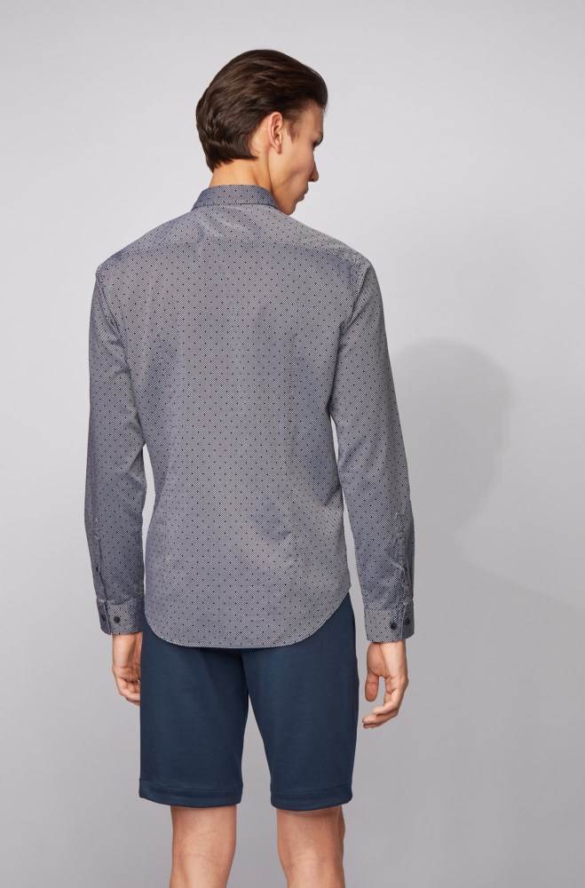 Hugo Boss Slim-fit shirt Mørke Blå | 67yJz6qQ