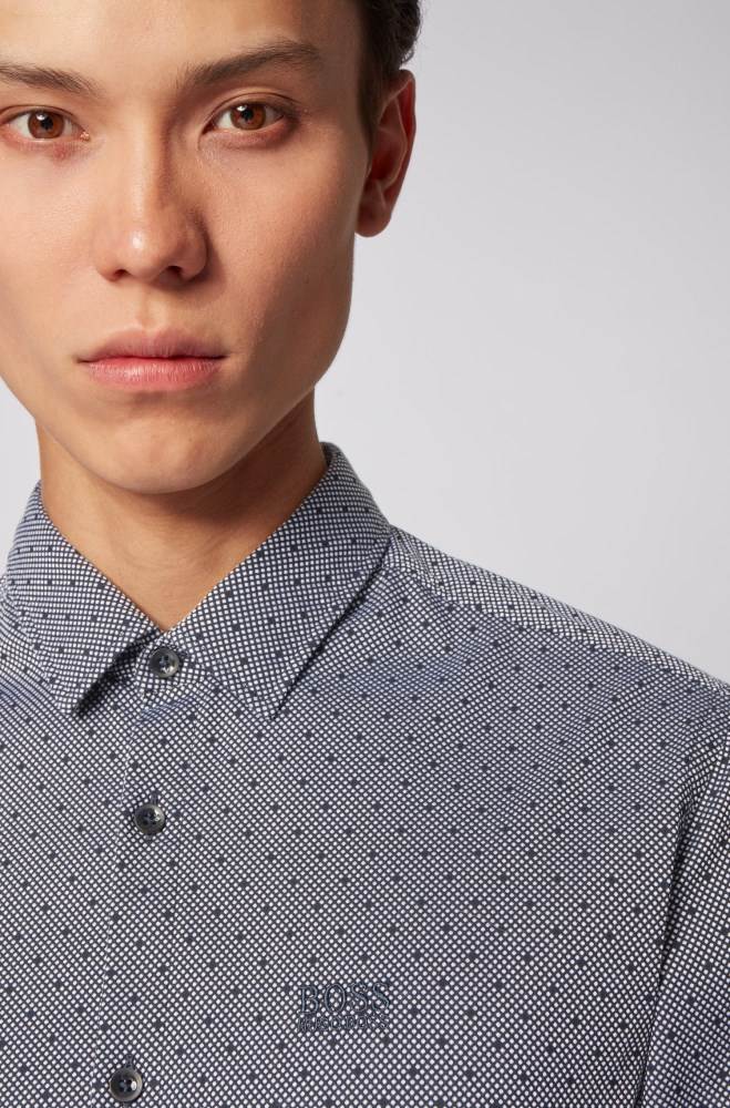 Hugo Boss Slim-fit shirt Mørke Blå | 67yJz6qQ