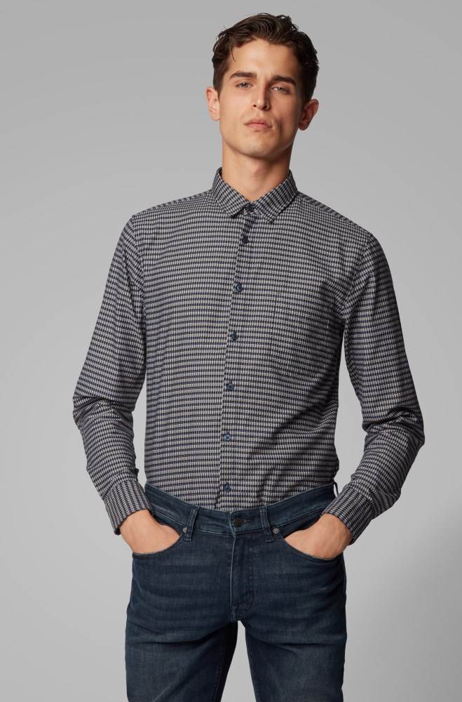 Hugo Boss Slim-fit shirt Mørke Blå | CN4uSnl1