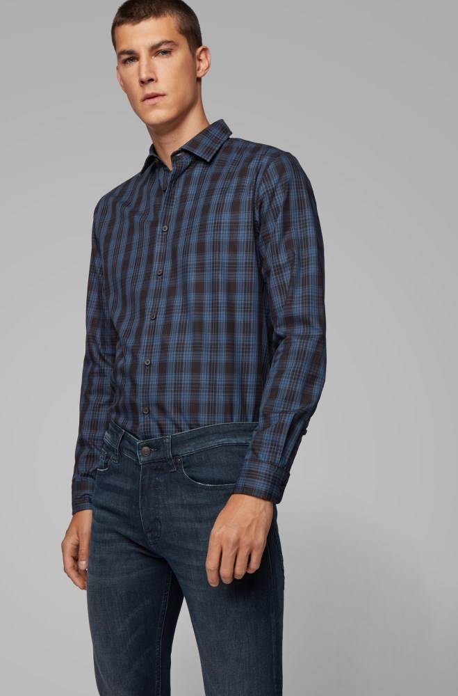 Hugo Boss Slim-fit shirt Mørke Blå | ZmOwm9yA