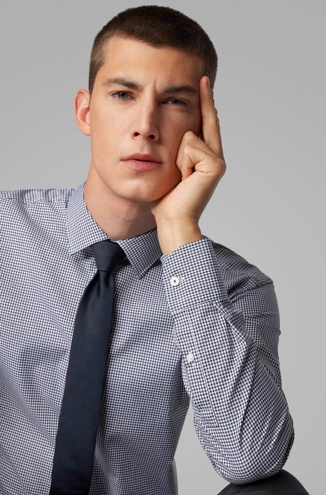 Hugo Boss Slim-fit shirt Mørke Blå | xuSR56Kz