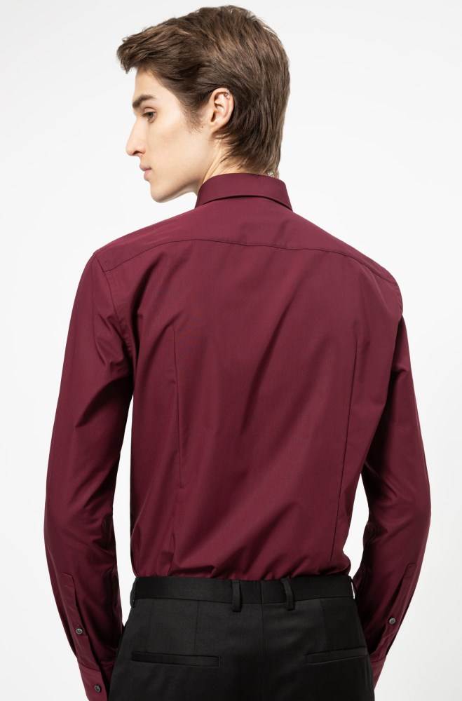 Hugo Boss Slim-fit shirt Mørke Rød | IrzOYYYe