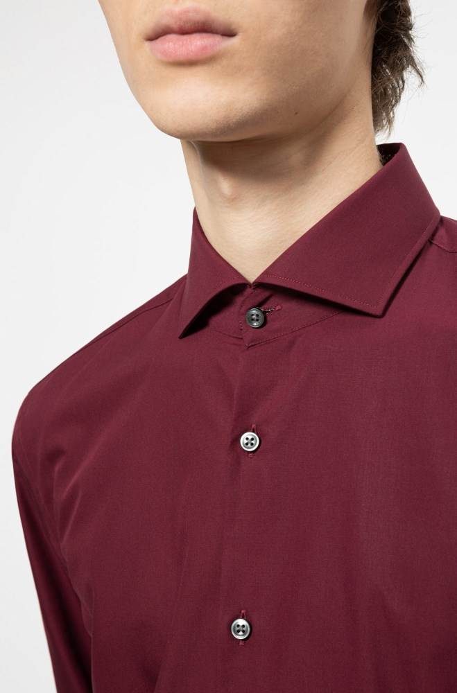 Hugo Boss Slim-fit shirt Mørke Rød | IrzOYYYe