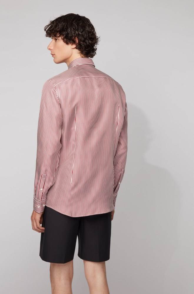 Hugo Boss Slim-fit shirt Mørke Rød | NQFgDuUV