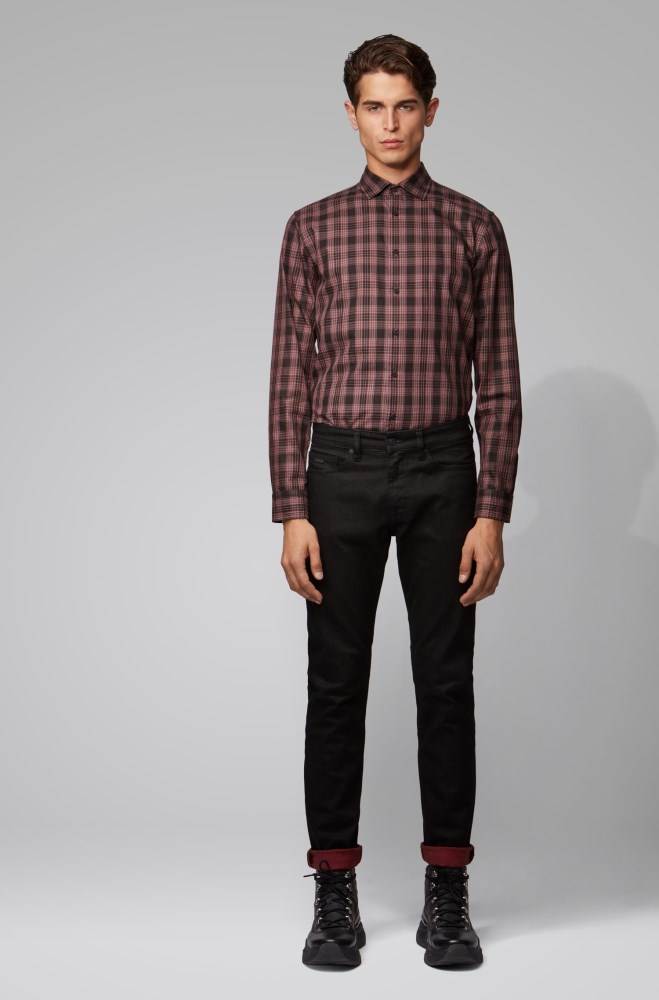 Hugo Boss Slim-fit shirt Mørke Rød | WSbAWwBT