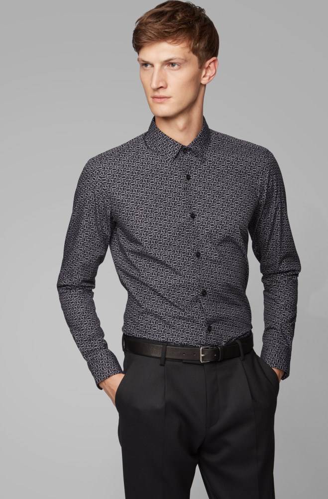 Hugo Boss Slim-fit shirt Svarte | 2CnZx9Yk