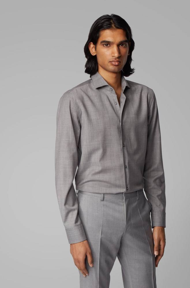 Hugo Boss Slim-fit shirt Sølv | fFrO4Ff3