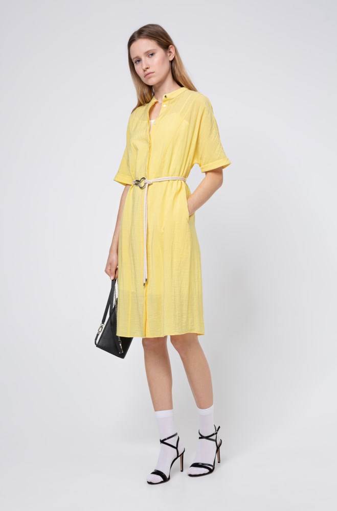 Hugo Boss Slim-fit shirt dress Lyse Gul | 9Fnvy236