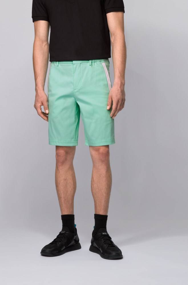 Hugo Boss Slim-fit shorts Lyse Grønn | 8aSO4yDb