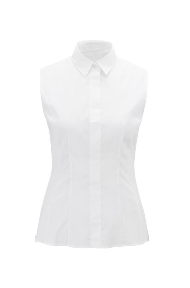 Hugo Boss Slim-fit sleeveless blouse Hvite | rLshMKws