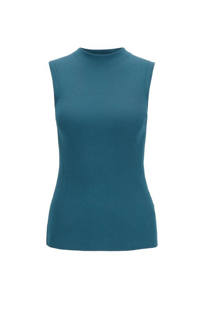 Hugo Boss Slim-fit sleeveless top Mørke Blå | hAfUP629