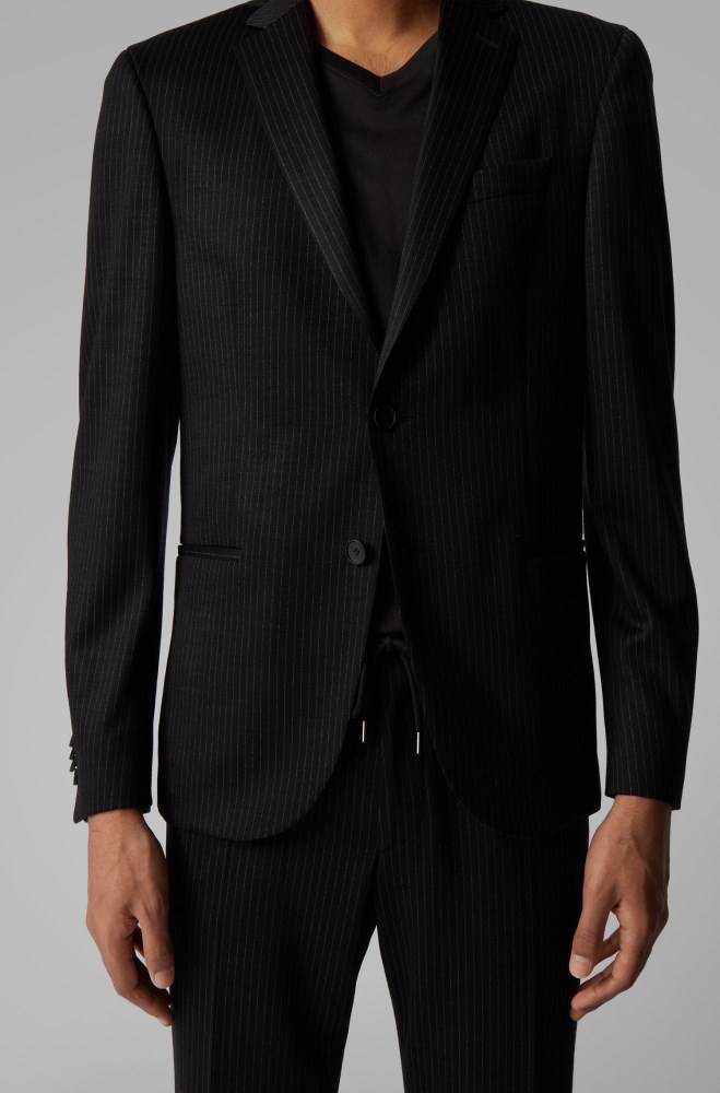 Hugo Boss Slim-fit striped jacket Svarte | kDr7CwON