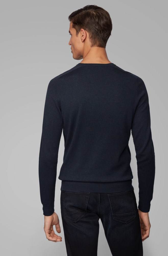 Hugo Boss Slim-fit sweater Mørke Blå | IRwbYtSS