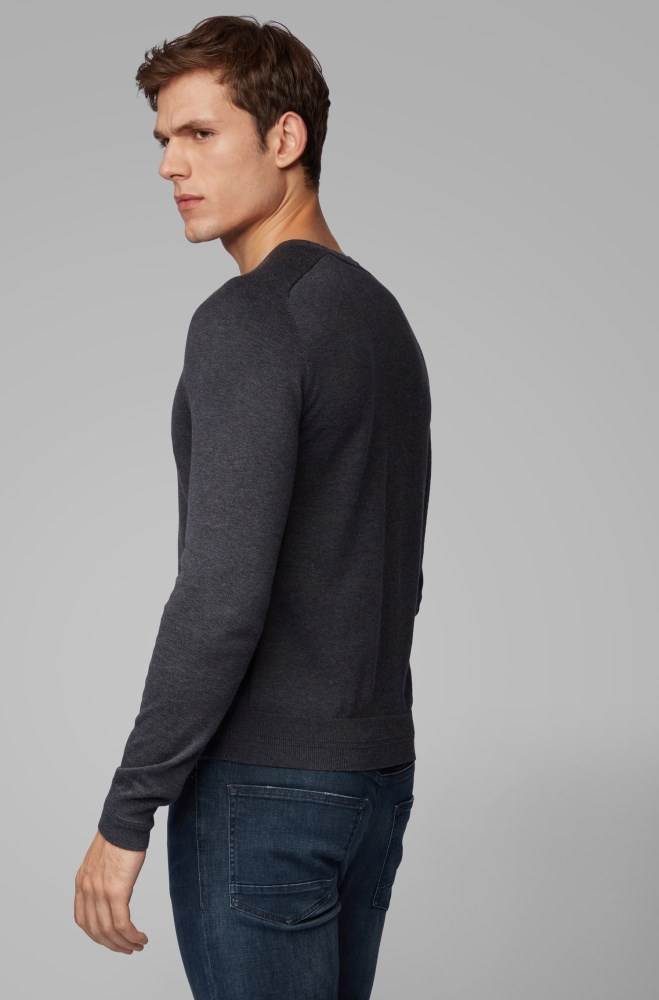 Hugo Boss Slim-fit sweater Mørke Grå | PimXTpYR