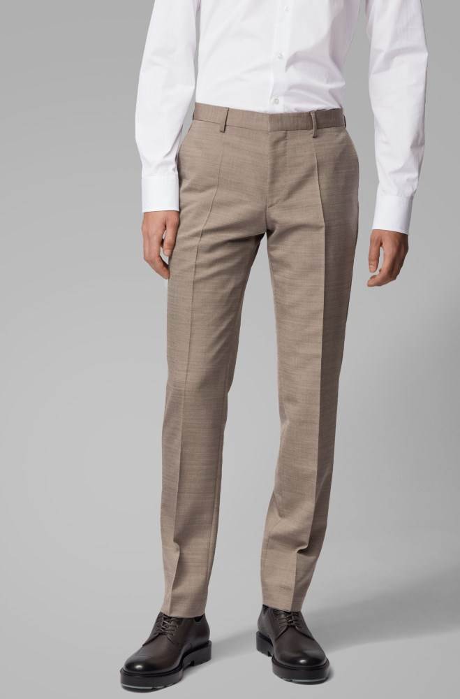 Hugo Boss Slim-fit three-piece suit Beige | 4Fq6U7pi