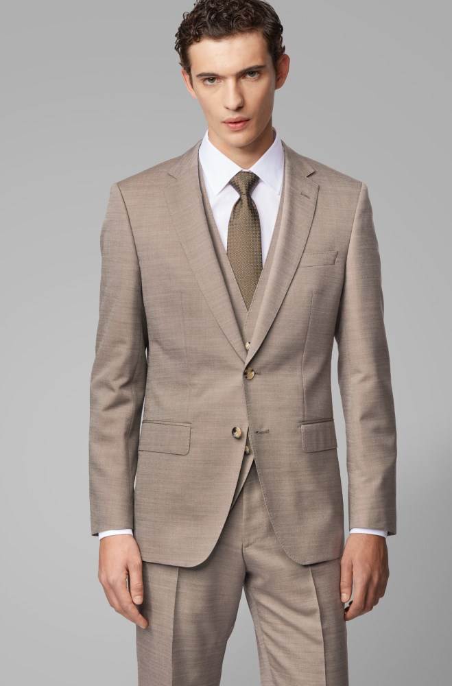 Hugo Boss Slim-fit three-piece suit Beige | 4Fq6U7pi