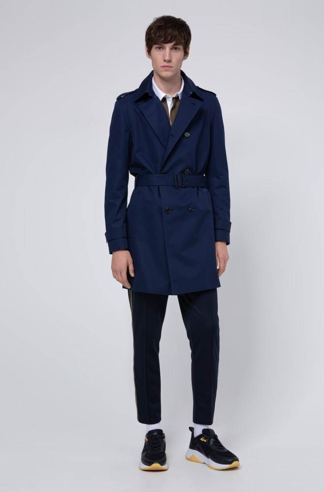 Hugo Boss Slim-fit trench coat Mørke Blå | KgqsSM5E