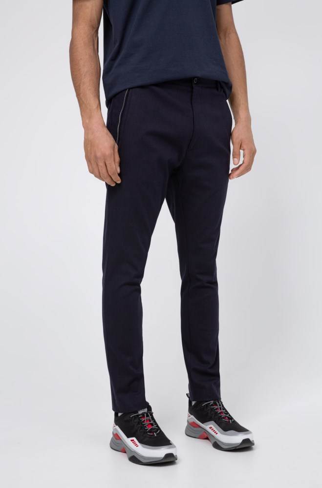 Hugo Boss Slim-fit trousers Mørke Blå | qNG3Unsv