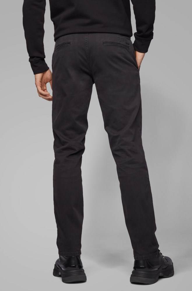 Hugo Boss Slim-fit trousers Svarte | CYxsw8Ki