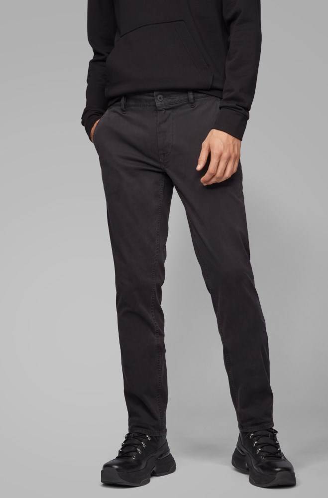 Hugo Boss Slim-fit trousers Svarte | CYxsw8Ki